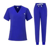 NiaHin Unisex Scrubs Uniforms Women Set, 11 Pockets Stretch V-Neck Scrub Top & Jogger Pants, Beauty Tunic, Nurses Uniform, Medical Work Wear for Healthcare Hospital/Dental Practice