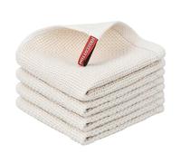 Nialnant 100% Cotton Cleaning Cloth,4 Pack Waffle Weave Cleaning Towels,Super Absorbent Dish Rags for Washing Dishes-12x12 Inch,Beige