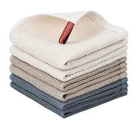 Nialnant 6 Pack Kitchen Towels and Dishcloths Sets,100% Cotton Soft Absorbent Quick Drying Dish Towels for Kitchen,Washing Dishes,12x12 Inches, Multi Color