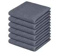 Nialnant 6 Pack Kitchen Towels,Large 100% Cotton Kitchen Hand Towels,Dish Towels for Drying Dishes 13x28 Inches,Dark Gray