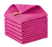 Nialnant 6 Pack Rosered Dish Cloths for Washing Dishes, 100% Cotton Waffle Weave Kitchen Dish Towels,Soft Absorbent Dish Rags,Quick Drying Cleaning Rags-12x12 in