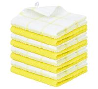 Nialnant 8 Pack Dish Cloths for Washing Dishes, 100% Cotton Reusable Cleaning Rag, Quick Drying Dish Towels for Kitchen,12x12 Inches,Yellow