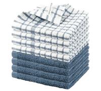 Nialnant 8PCS Dish Cloths,100% Cotton Soft Absorbent Cleaning Rags,Quick Drying Dish Towels for Kitchen,Washing Dishes-Little Blue,12x12in