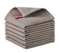 Nialnant Kitchen Dish Towels Set of 6,100% Cotton Waffle Weave Kitchen Drying Towels Dish Cloths for Washing Dishes,Kitchen Towels 12x12 Inches,Brown
