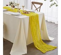 Nialnant Yellow Table Runners,Cheesecloth Table Runner for Dining Bedroom Home Decor,Gauze Table Runner for Boho Party,Wedding Bridal Showers Decorations Banquet Graduations