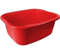 NIAM 11 Litres Rectangular Washing Up Bowl Eco Made Plastic Basin Mixing Sink Tidy Organizer Large Kitchen Portable Dish Washtub (Red)