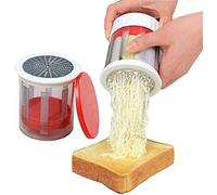 NIANE Stainless Steel Manual Cheese Grater/Butter Mill, 2 Interchangeable Blades, Modern Design, Cylinder, Dishwasher Safe, 1pc