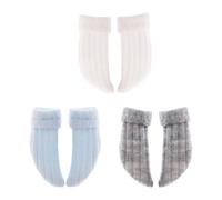 niannyyhouse 1/12 BJD OB11 Doll Clothes Curled Socks 3 Pairs Doll Dressup (A2)