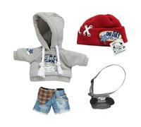 niannyyhouse 1/12 BJD OB11 Doll Clothes Hat Hoodies Denim Shorts Backpack Puppy Outfit Doll Dressup (Gray)