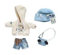 niannyyhouse 1/12 BJD OB11 Doll Clothes Hat Hoodies Denim Shorts Backpack Puppy Outfit Doll Dressup (Beige)