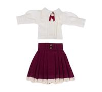 niannyyhouse 1/12 BJD OB11 Doll Clothes White Long-sleeved Shirt Skirt Doll Dressup (Red)