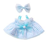 niannyyhouse 10cm-15cm 20cm Plush Doll Clothes Headdress Dress Stuffed Toy Dressup Compatible with 17cm Labubu Doll (Blue, 10cm-15cm)