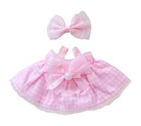niannyyhouse 10cm-15cm 20cm Plush Doll Clothes Headdress Dress Stuffed Toy Dressup Compatible with 17cm Labubu Doll (Pink, 20cm)