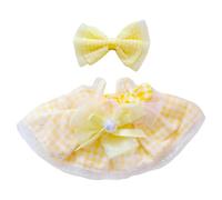 niannyyhouse 10cm-15cm 20cm Plush Doll Clothes Headdress Dress Stuffed Toy Dressup Compatible with 17cm Labubu Doll (Yellow, 10cm-15cm)