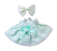 niannyyhouse 10cm-15cm 20cm Plush Doll Clothes Headdress Dress Stuffed Toy Dressup Compatible with 17cm Labubu Doll (Green, 20cm)