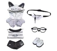 niannyyhouse 10cm 15cm 20cm Plush Doll Clothes Hoodie Vest Pants Backpacks Glasses Shoes Wolf Bear Outfit Soft Stuffed Toy Dressup Gift (Gray-10cm)