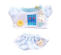 niannyyhouse 10cm-15cm 20cm Plush Doll Clothes T-shirt Pants Pattern Set Doll Dressup (Blue 10cm-15cm)
