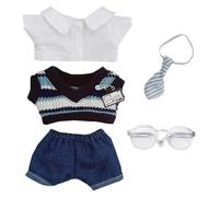niannyyhouse 10cm-15cm Plush Doll Clothes Uniform Set Compatible with 17cm Labubu Doll (Blue)