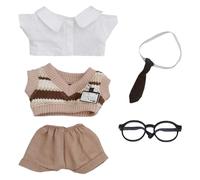 niannyyhouse 10cm-15cm Plush Doll Clothes Uniform Set Compatible with 17cm Labubu Doll (Brown)