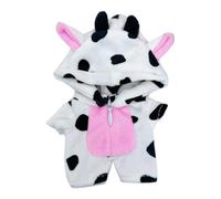 niannyyhouse 10cm Plush Doll Clothes Dinosaur Shark Onesies Loose Bodysuit Soft Stuffed Plush Toy Dress Up Accessories (White+Black)