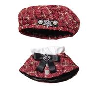 niannyyhouse 10cm Plush Doll Clothes Hat Poncho Shawl Sets Dolls Dressup (Red)