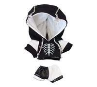 niannyyhouse 10cm Plush Doll Clothes Hoodie Color Blocked Pants Black and White Outfit Doll Accessories (Black)