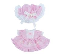 niannyyhouse 15cm Plush Doll Clothes Hat Dresses 6in Soft Stuffed Plush Toy Dress Up Accessories (Pink)