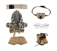 niannyyhouse 15cm Plush Doll Clothes Loose Hip-hop Suit Headwear Hoodie Pants Backpack Glasses Shoes 6in Doll Accessories (Brown, 15cm)