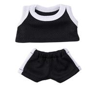 niannyyhouse 17cm Doll Clothes Sleeveless T-shirt Pants Sports Suit 15cm Plush Doll Dressup (A1)