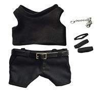 niannyyhouse 20cm Plush Doll Clothes Black Vest Pants Belt Accessories