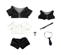 niannyyhouse 20cm Plush Doll Clothes Coat Shirt Pants Vest Belt Tie Accessories Suit 8in Doll Dress Up (Black)