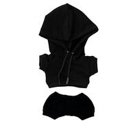 niannyyhouse 20cm Plush Doll Clothes Elastic Solid Sportswear Suits Hoodie Pants Soft Stuffed Plush Toy Dress Up Accessories (black, 20cm)