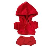 niannyyhouse 20cm Plush Doll Clothes Elastic Solid Sportswear Suits Hoodie Pants Soft Stuffed Plush Toy Dress Up Accessories (red, 20cm)