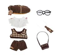 niannyyhouse 20cm Plush Doll Clothes Hat Shirt Vest Pants Tie Backpack Glasses Mailman Set 8in Doll Accessories Dress Up