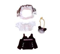 niannyyhouse 20cm Plush Doll Clothes Loose Headwear White Shirt Black Skirt Backpack 8in Soft Stuffed Plush Toy Accessories Dress Up