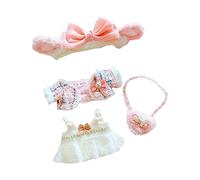 niannyyhouse 20cm Plush Doll Clothes Pink Headwear Coat Dress Backpack 8in Soft Stuffed Plush Toy Dress Up Accessories