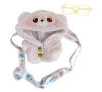 niannyyhouse 20cm Plush Doll Clothes Rabbit Bear Coat Glasses Satchel 8in Doll Dress Up (Brown)