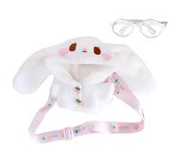 niannyyhouse 20cm Plush Doll Clothes Rabbit Bear Coat Glasses Satchel 8in Doll Dress Up (White)
