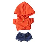 niannyyhouse 8in（20cm）Plush Doll Clothes Hoodies without Pocket Jeans Doll Dressup (orange red)