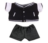 niannyyhouse Baseball Jacket Jeans 20cm Plush Doll Clothes 8in Doll Accessories (Black)
