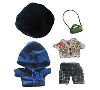 niannyyhouse Berets Sweater Blue Sweatshirt Plaid Pants Green Backpack Dress Up 20cm Plush Doll Clothes