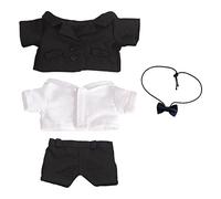 niannyyhouse Black Suit Coat Bow Tie White Shirt Pants 20cm Plush Doll Clothes (Black-1)