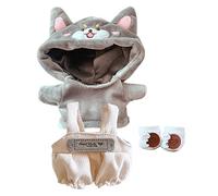 niannyyhouse Dog Suit Dress Up Hoodie Corduroy Overalls Shoes 7.8in（20cm）Plush Doll Stuffed Figures Toys Clothes Accessories (Gray)