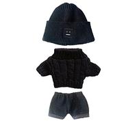 niannyyhouse Doll Clothes Suit 20cm Plush Doll Clothes Square Face Hat White Sweater Denim Shorts 8in Kpop Stuffed Doll Clothing Dressup (Black2)