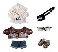 niannyyhouse Doll Dress Up Hoodies Jackets Jeans Backpacks Glasses Shoes Vintage Outfit 10cm 15cm 20cm Plush Doll Clothes (15cm)