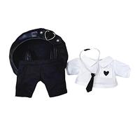 niannyyhouse Elasticity Cool Black Punk Suit Hat Ties Shirt Overalls Dress Up 7.8in（20cm） Plush Doll Clothes Accessories
