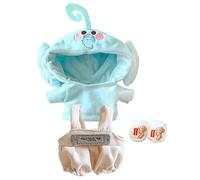 niannyyhouse Elephant Suit Dress Up Hoodie Corduroy Overalls Shoes 7.8in（20cm）Plush Doll Stuffed Figures Toys Clothes Accessories (Blue)