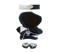 niannyyhouse Headdress Hoodie Shoes Flame Outfit 10cm~15cm 20cm 40cm Plush Doll Clothes Doll Accessories (Black 10cm~15cm)