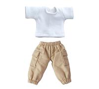 niannyyhouse Obitsu 11cm Clothes Dress up T-Shirt + Pants 2-Piece Set Camouflage Overalls Solid Color T-Shirt 1/12 BJD OB11 Doll 4.3 inches (11 cm) Body Figure Accessory (Khaki)