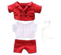 niannyyhouse Red Suit Coat Bow Tie White Shirt Pants 20cm Plush Doll Clothes (Red)